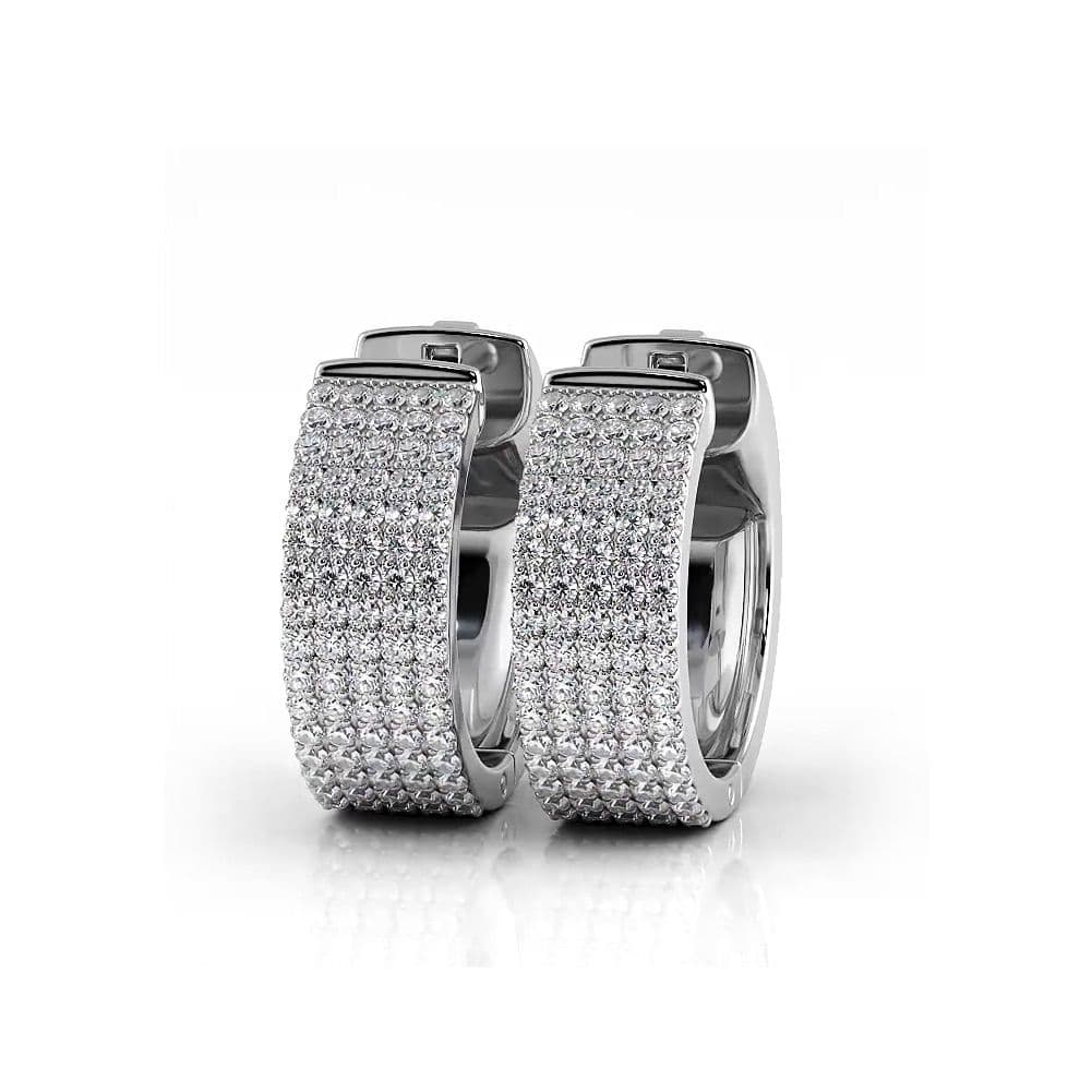 Five Row 1.0 ctw. Round Brilliant Diamond Hoop Earrings Huggie Style