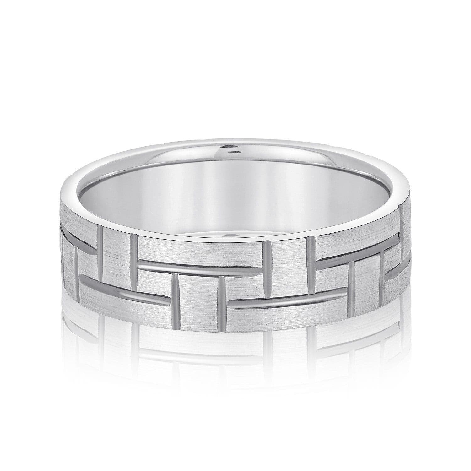 Men's Puzzle Pattern Brick Design Wedding Band