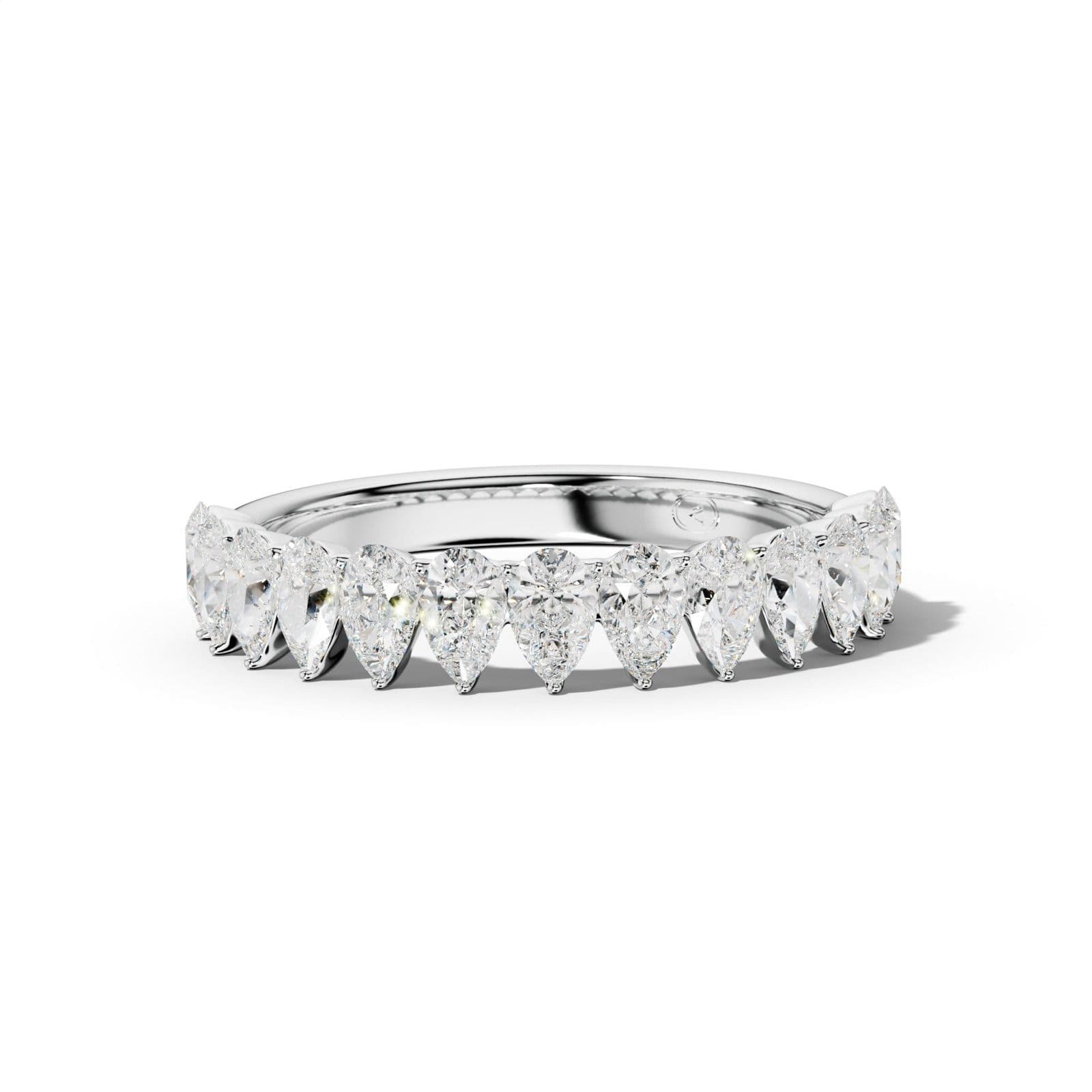 1.0 Carat Pear Shape Diamond Half Anniversary Band Shared Prong Low-Set Design