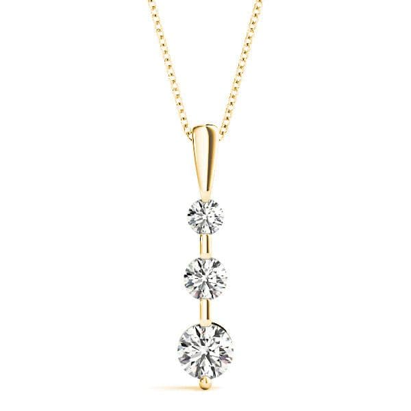 Bar Set 0.50 ctw Graduated Diamond Three Stone Necklace Pendant-VIRABYANI