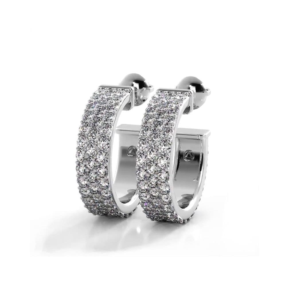 2.0 ctw. Classic Triple Row Pave Diamond Hoop Earrings