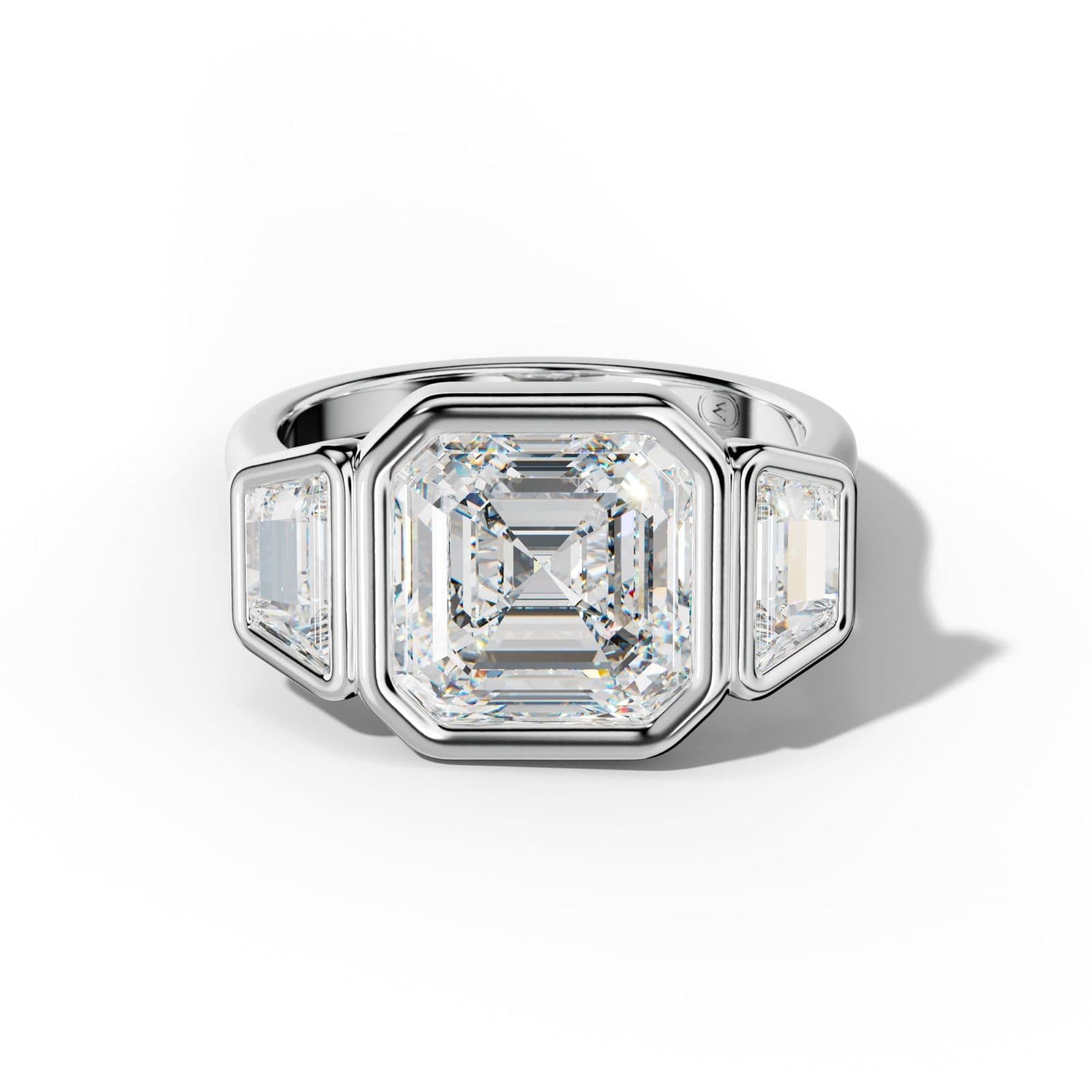 Cleo Asscher Center With Trapezoid Side Diamond Engagement Ring
