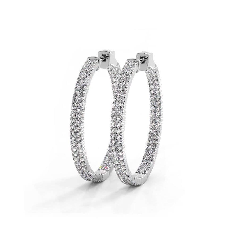 2.0 ctw. Double Row Inside Out Diamond Hoop Earrings Classic Shared Prong