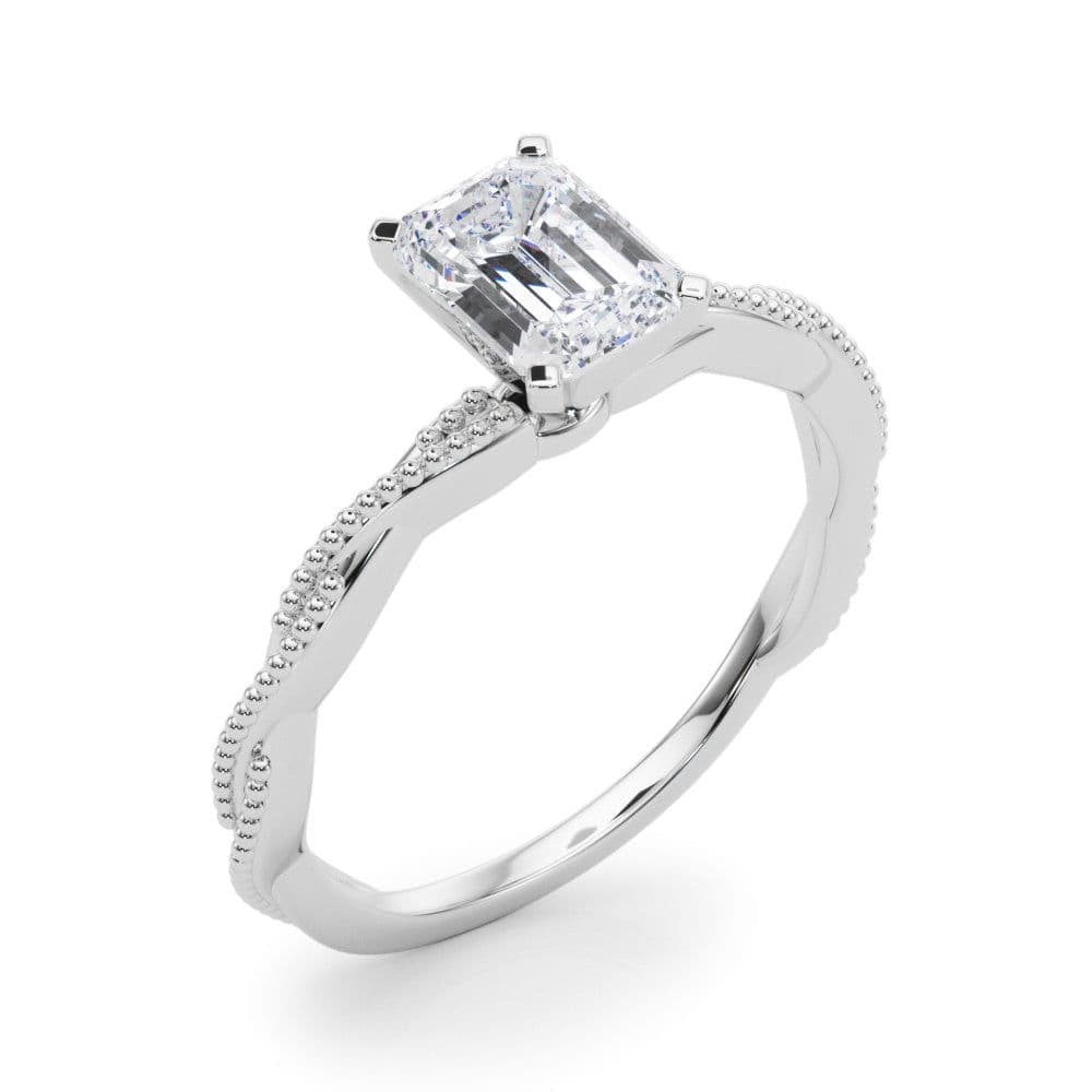 Anastasia Twisted Vine Emerald Diamond Solitaire Engagement Ring