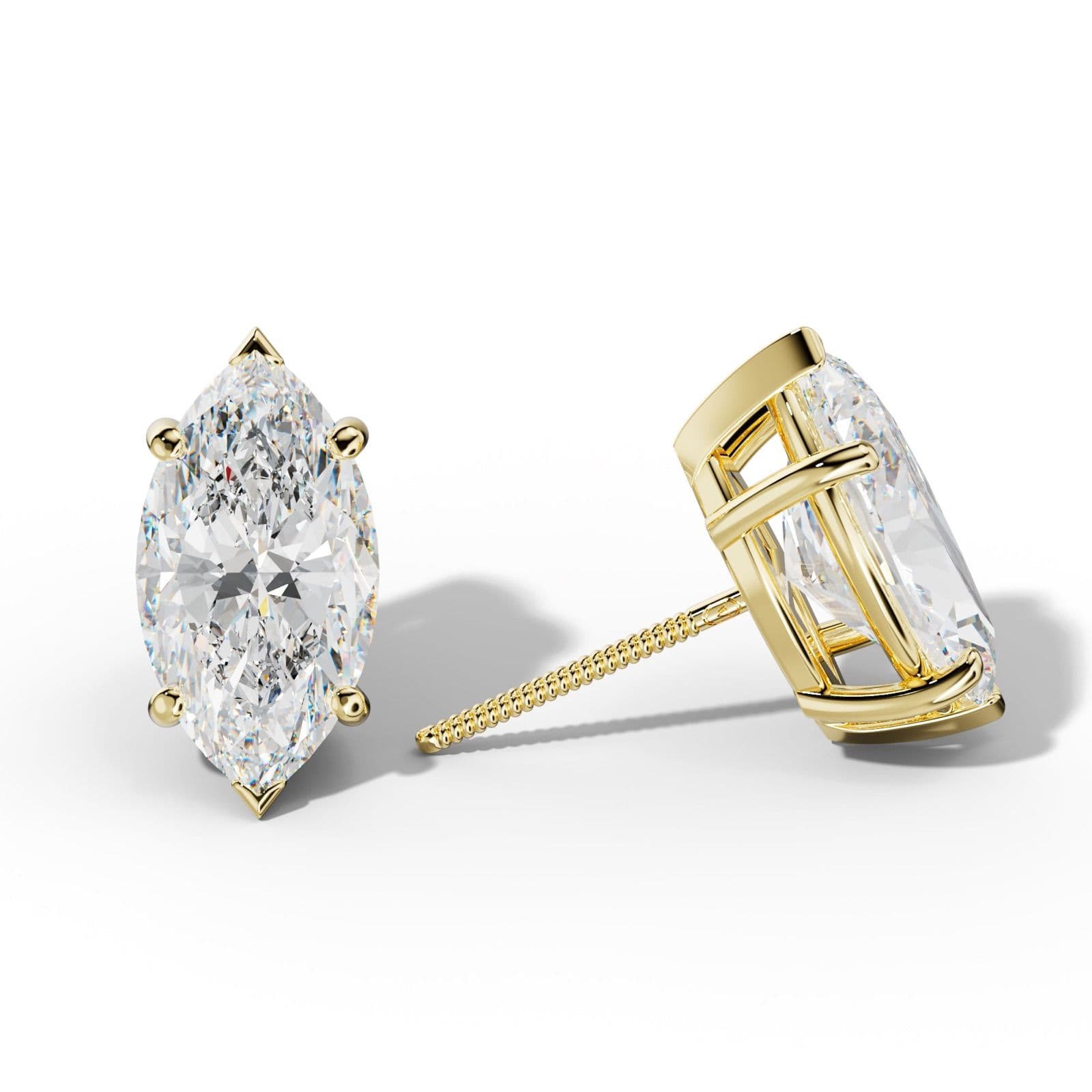 Marquise Diamond Stud Earrings With Four Classic And V Prongs