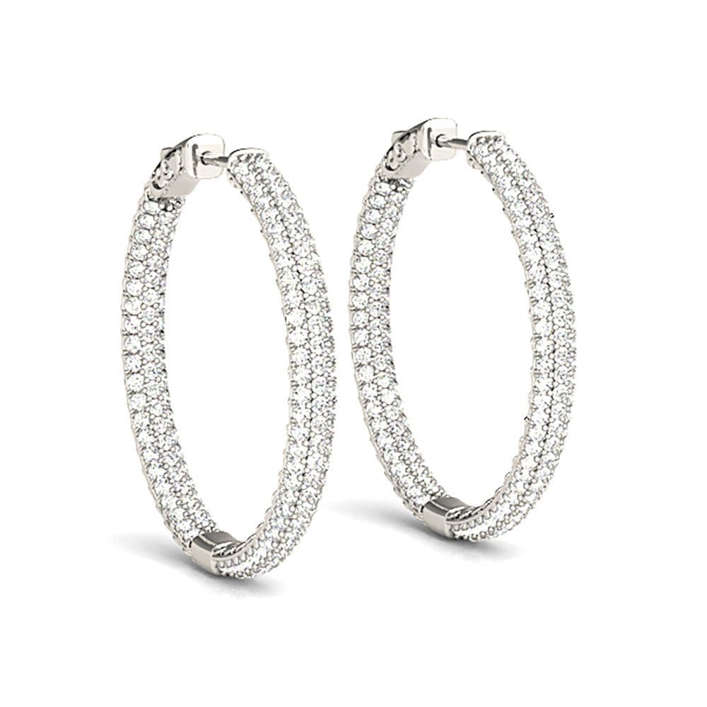 4.0 ctw Diamond Pave Hoop Earrings Inside-Out Style