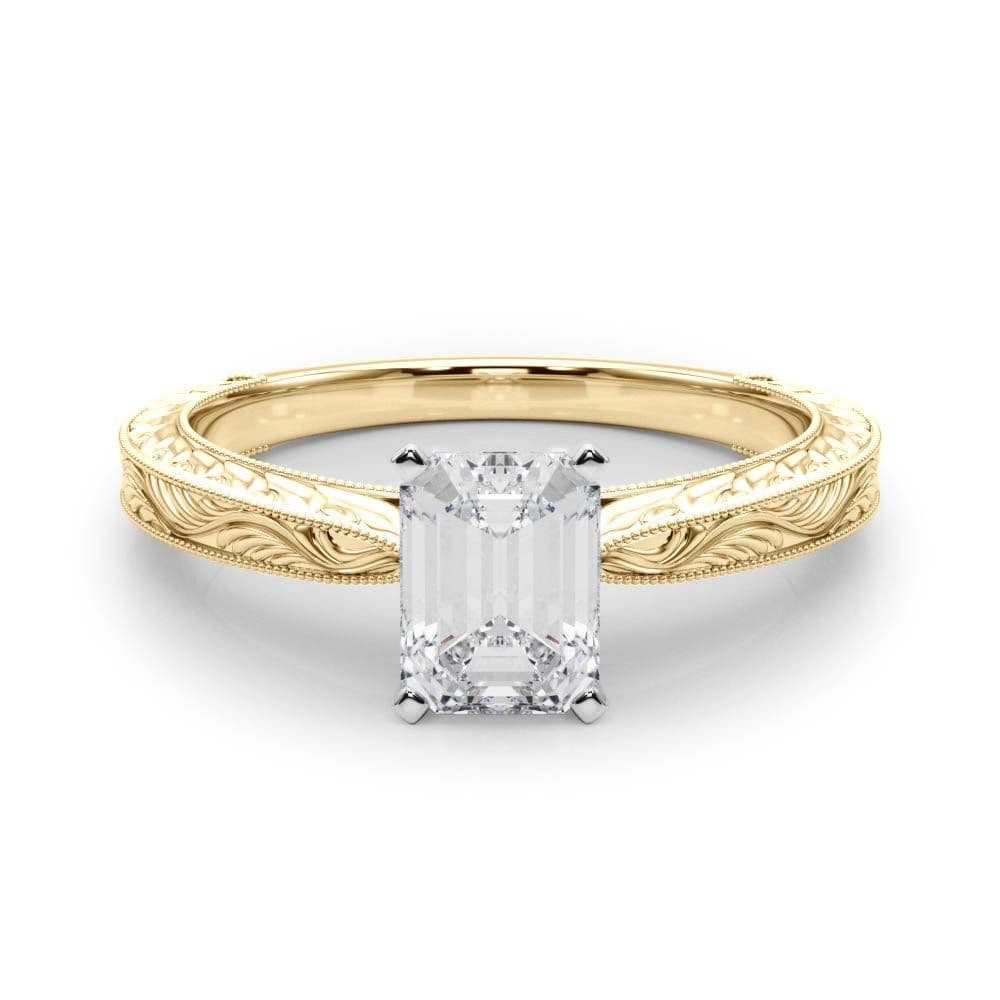 Victoria Emerald Diamond Solitaire Engagement Ring