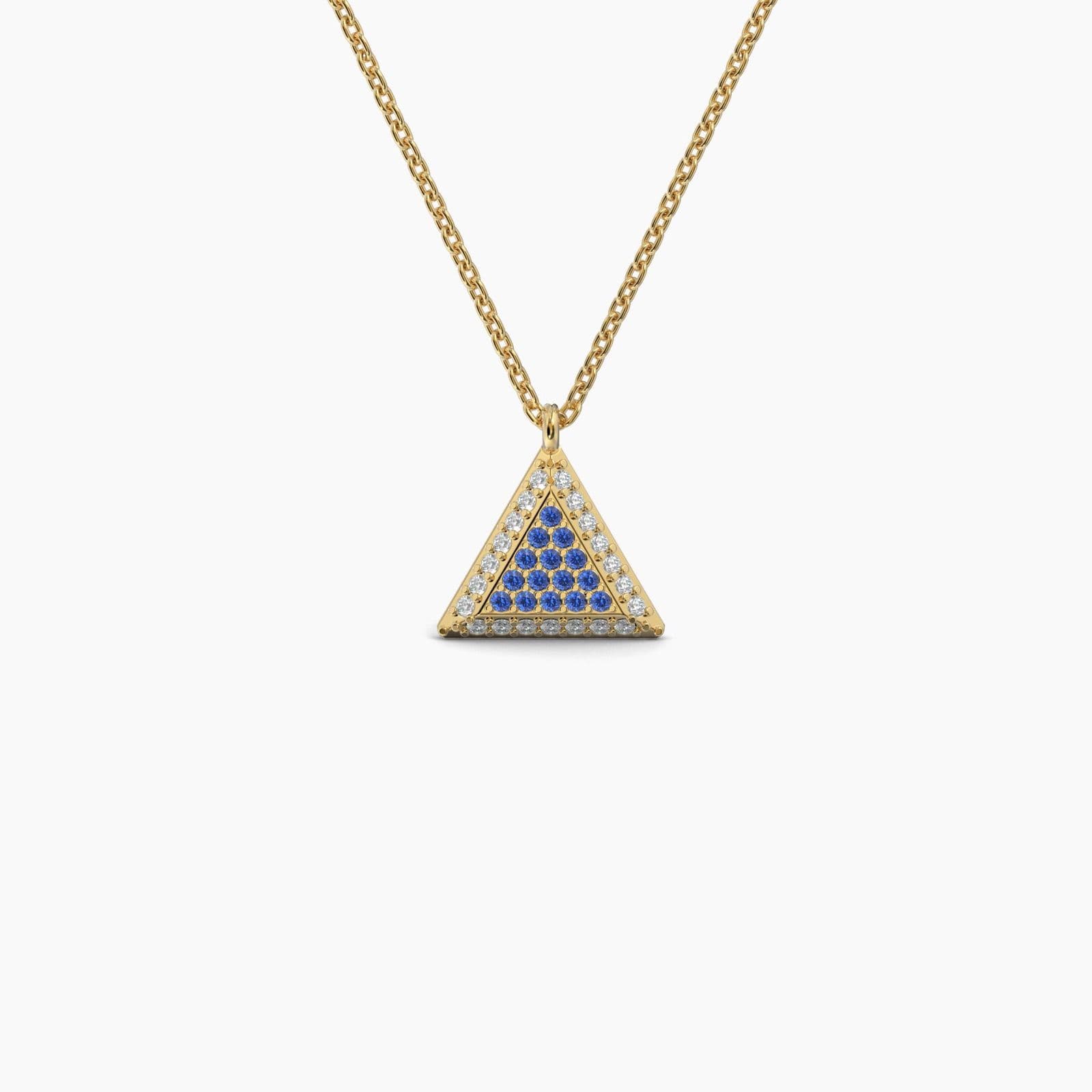 Double Sided Diamond & Sapphire Triangle Shaped AMoré Pavé Necklace