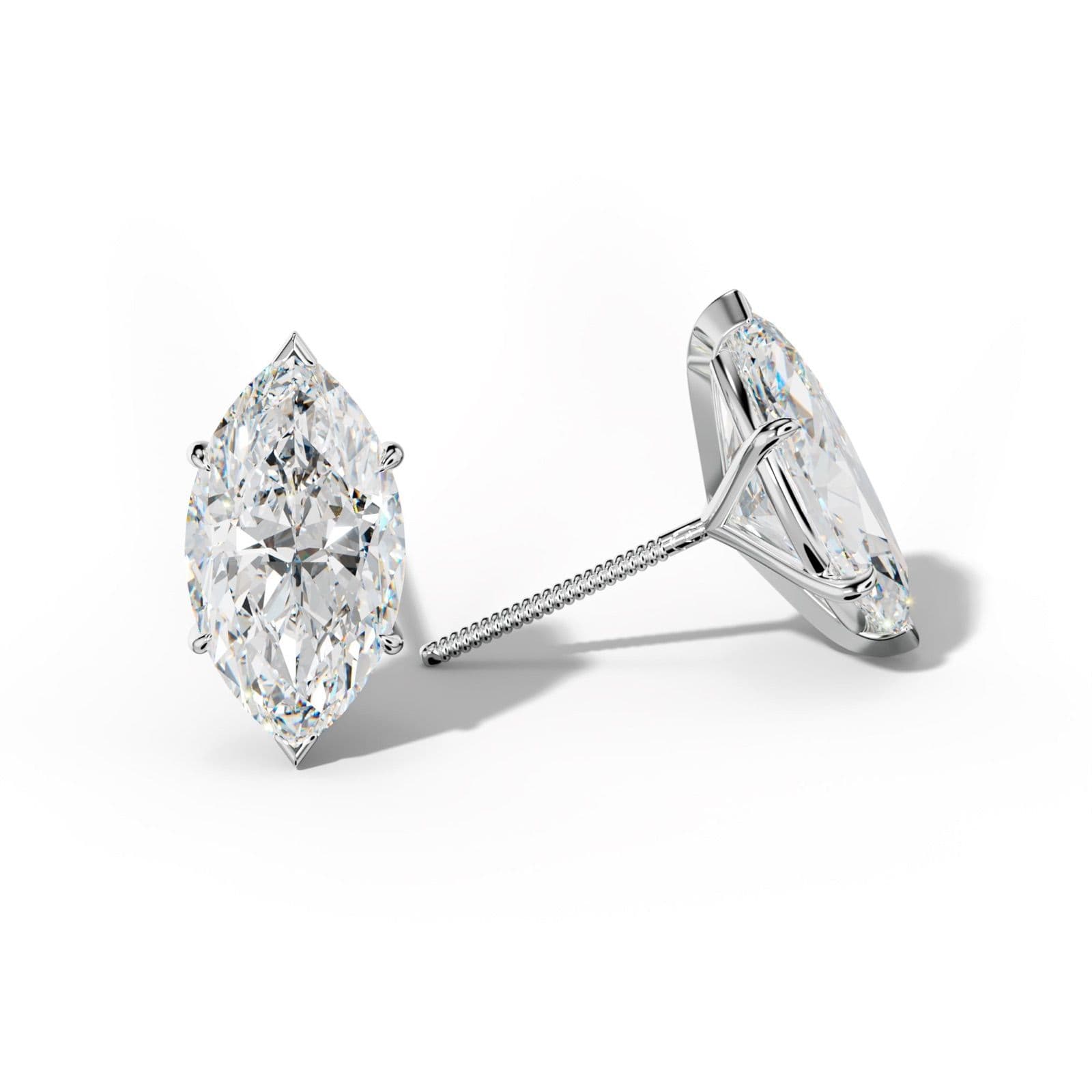 Marquise Diamond Stud Earrings With V Prong Martini Settings