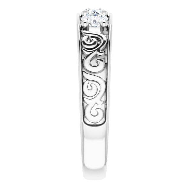 0.75 ctw Round Diamond Filigree Accent Men's Ring Vintage Inspired