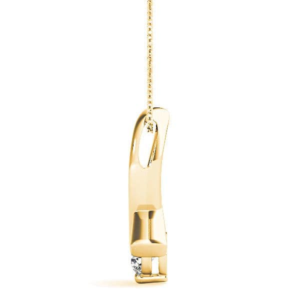 Delicate Ribbon Round Diamond Solitaire Necklace Pendant-VIRABYANI