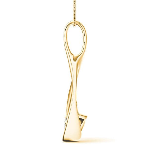 Delicate Ribbon Round Diamond Solitaire Necklace Pendant-VIRABYANI