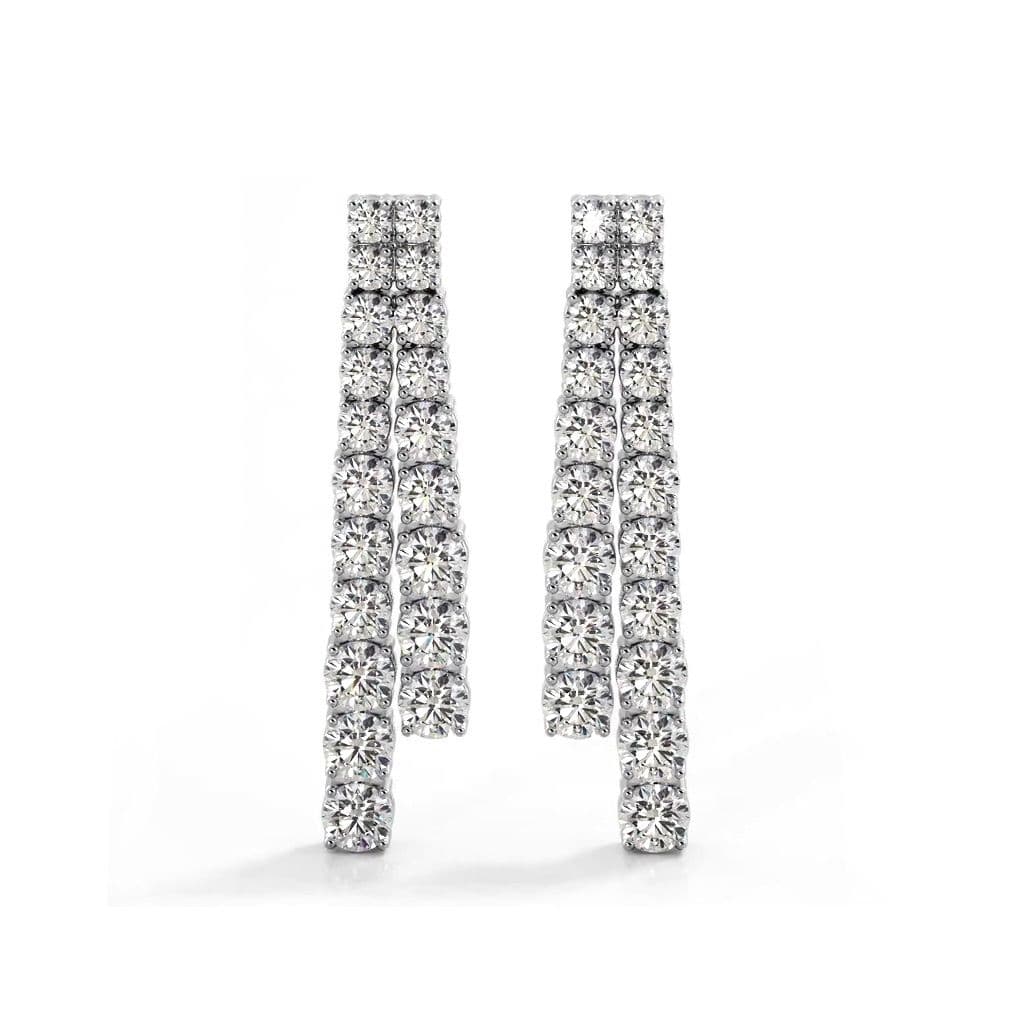 2.50 ctw. Graduated Round Diamond Two Row Drop Earrings