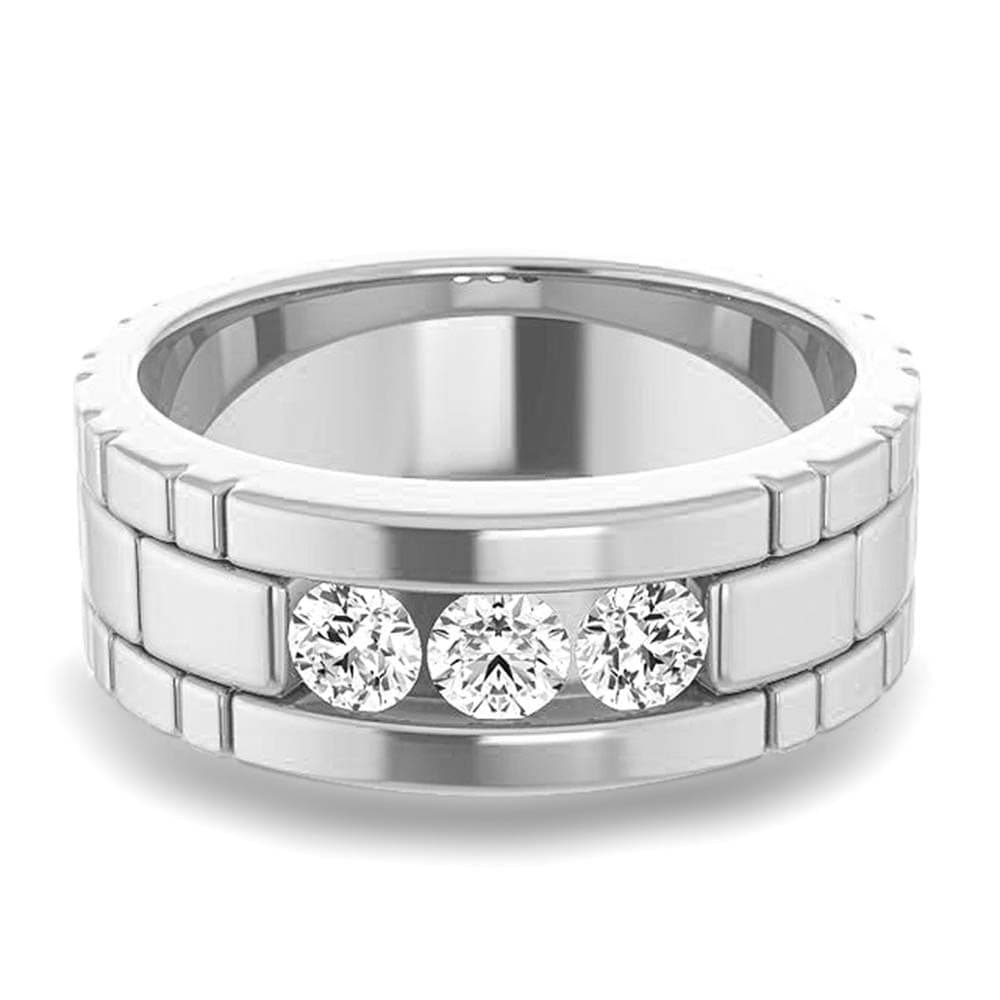 0.66 ctw Channel Set Round Diamond Men's Ring Watch Link Style