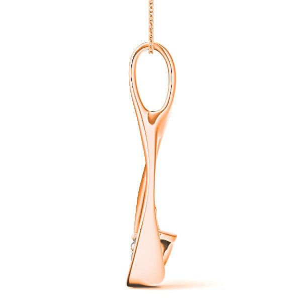 Delicate Ribbon Round Diamond Solitaire Necklace Pendant-VIRABYANI