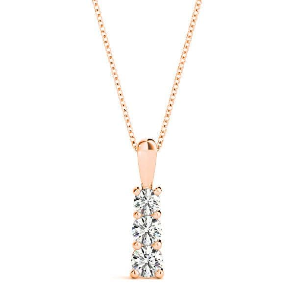 Graduated 0.35 ctw Diamond Three Stone Necklace Pendant-VIRABYANI