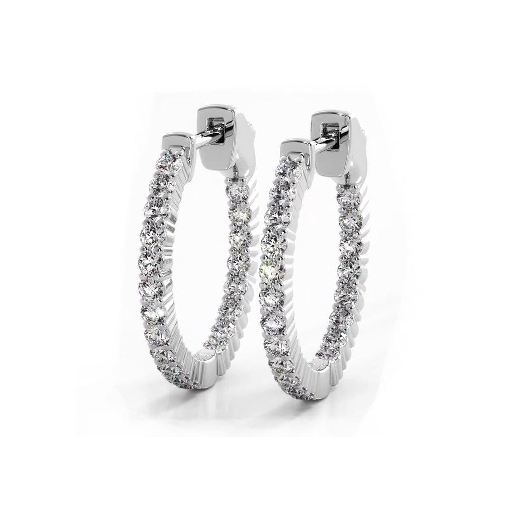 1.20 ctw. Single Row Classic Inside Out Diamond Petite Hoop Earrings