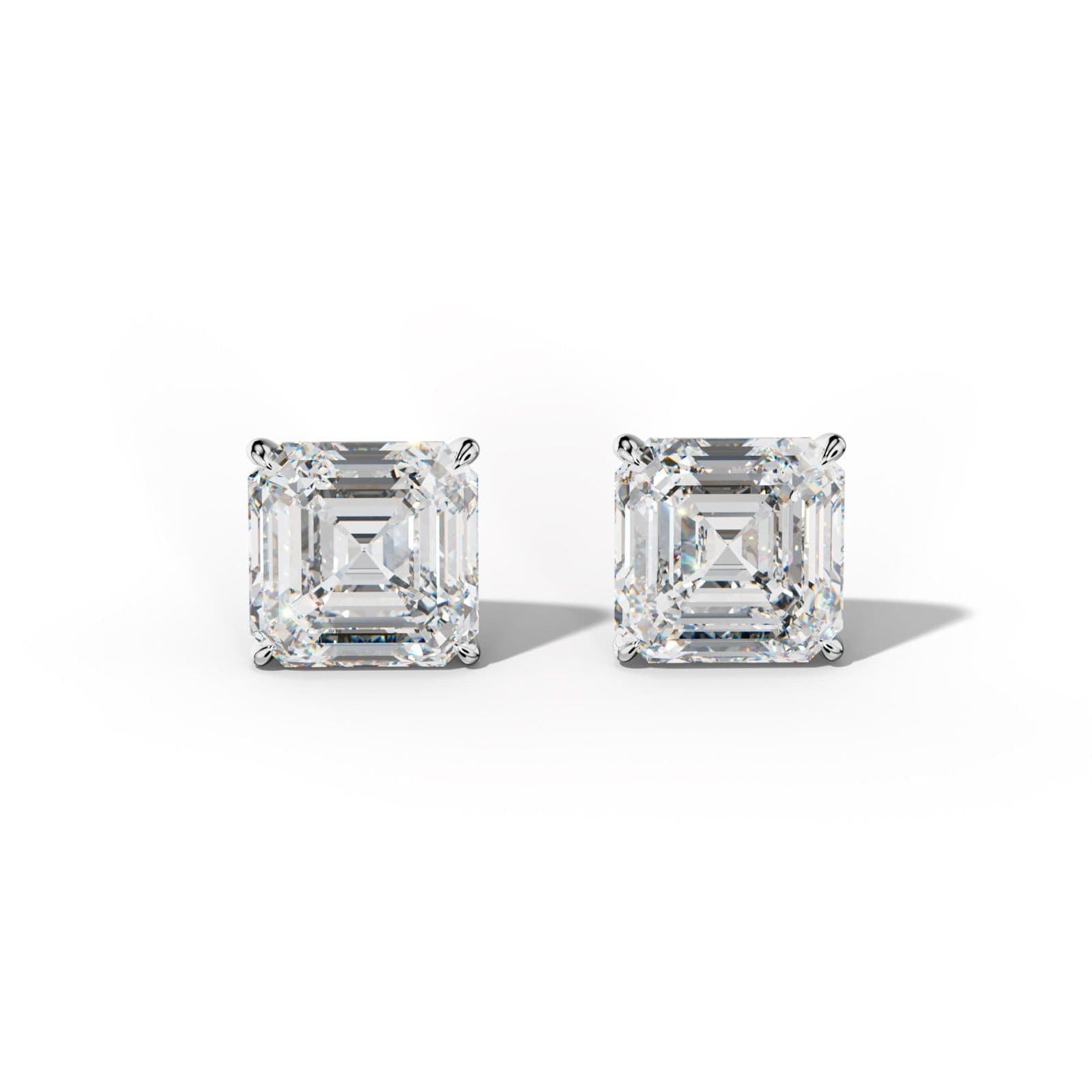 Asscher Diamond Stud Earrings With Four Prong Martini Settings