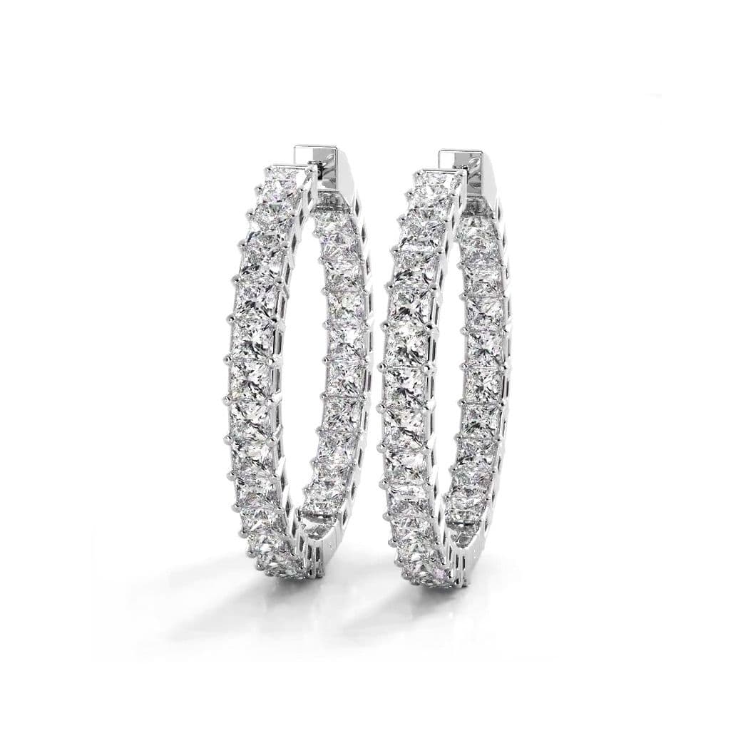 Classic 8.0 ctw. Princess Cut Diamond Hoop Earrings