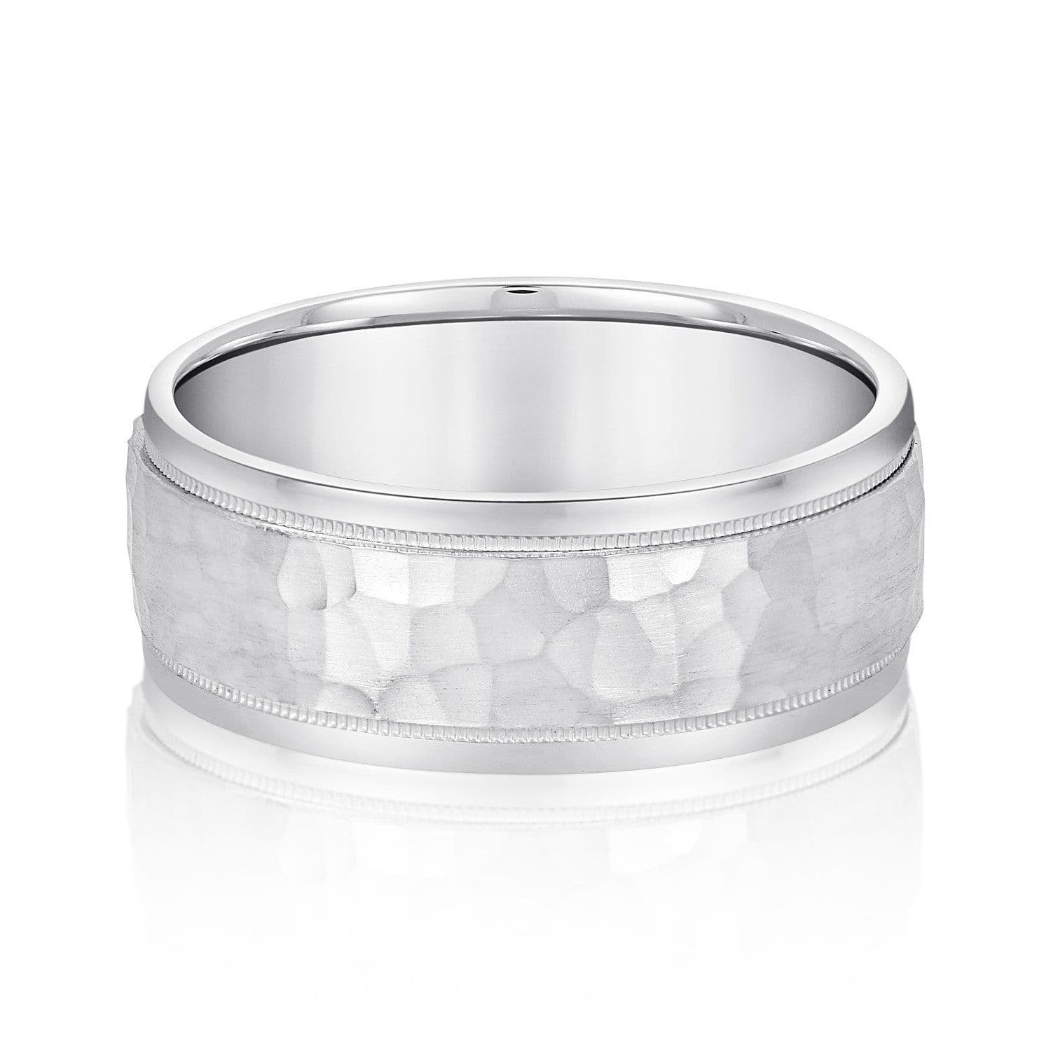 Men’s Milgrain Edges Hammered Center Band