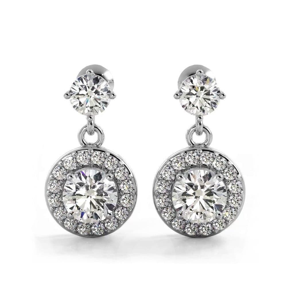 1.0 ctw. Round Diamond Heavenly Halo Drop Earrings