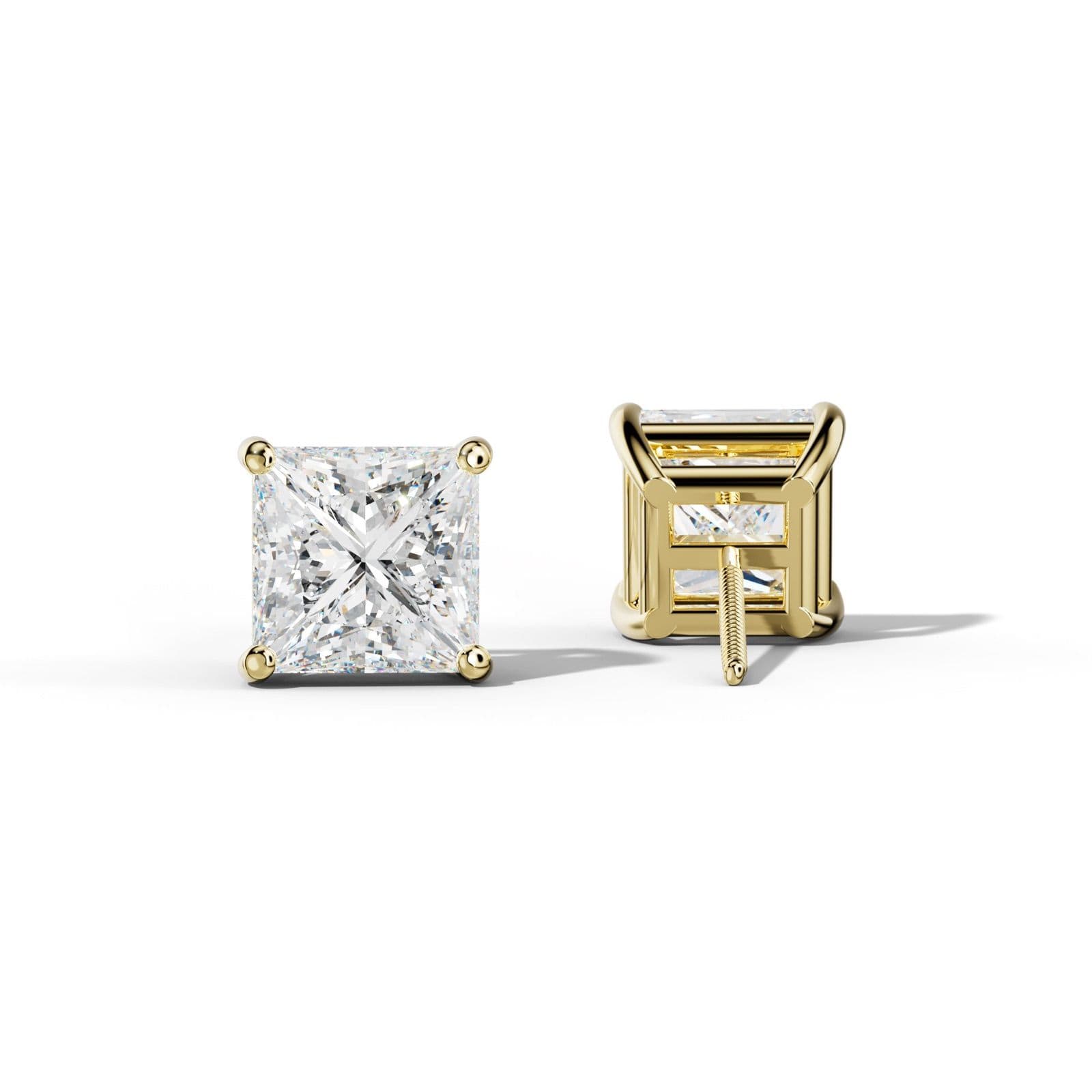 Princess Cut Diamond Stud Earrings With Classic Four Prongs